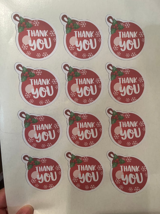 Thank you Christmas stickers